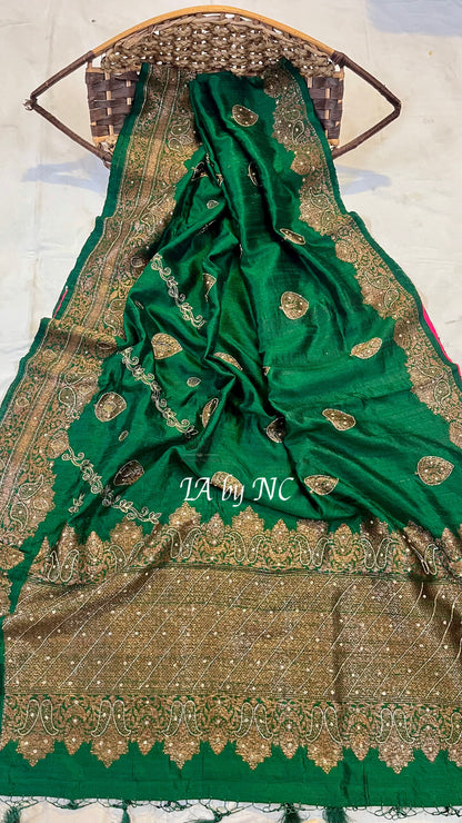 Sacramento Banarasi Pure Khaddi Tussar Georgette Handwork Saree