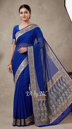 Prussian Banarasi Pure Khaddi Georgette Saree