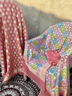 Salmon Banarasi Pure Khaddi Tissue Georgette Dress Materials