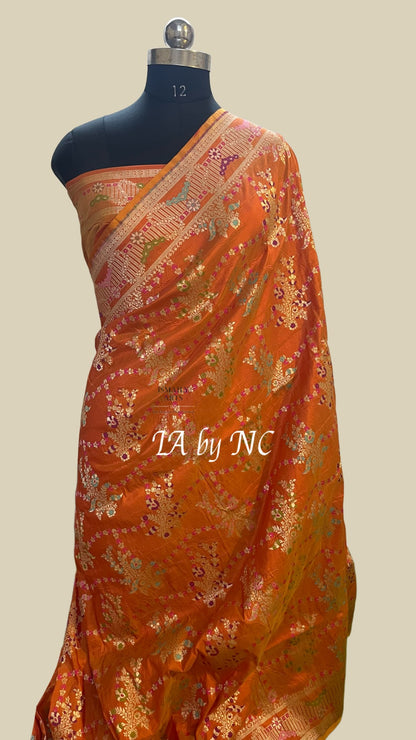 Tiger Banarasi Pure Katan Silk Tilfi Meenakari Pattu Saree