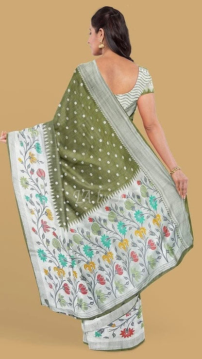 Moss Banarasi Pure Khaddi Tussar Georgette Paithani Saree