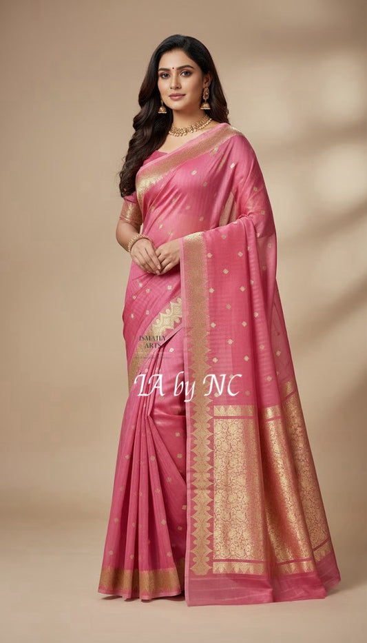 French Banarasi Pure Kora Silk Kadwa Saree