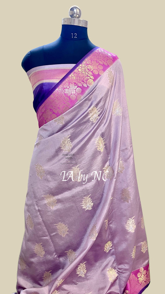 Thistle Banarasi Pure Katan Silk Raw Mango Saree