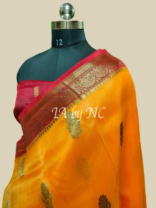 Honey Banarasi Pure Kora Organza Kadwa Saree