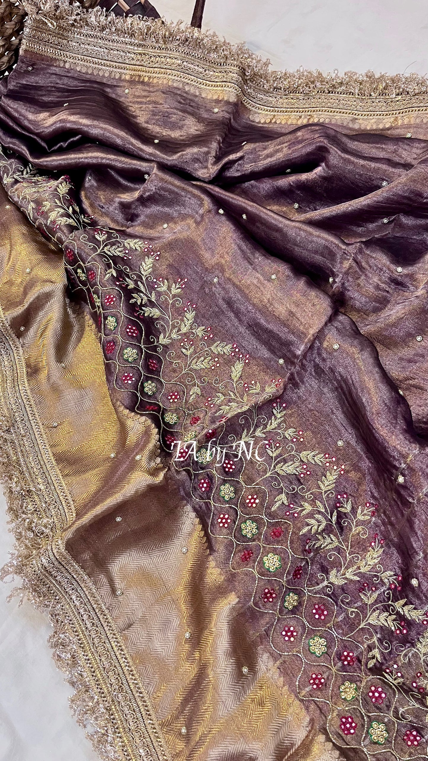 Syrup Banarasi Pure Tissue Silk Handwork Saree