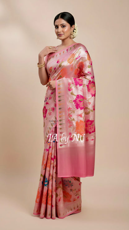 French Banarasi Pure Khaddi Tussar Georgette Brocade Saree