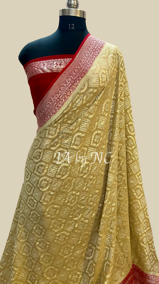 Beige Banarasi Pure Khaddi Georgette Saree