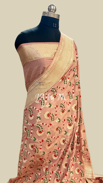 Flamingo Banarasi Pure Munga Silk Saree