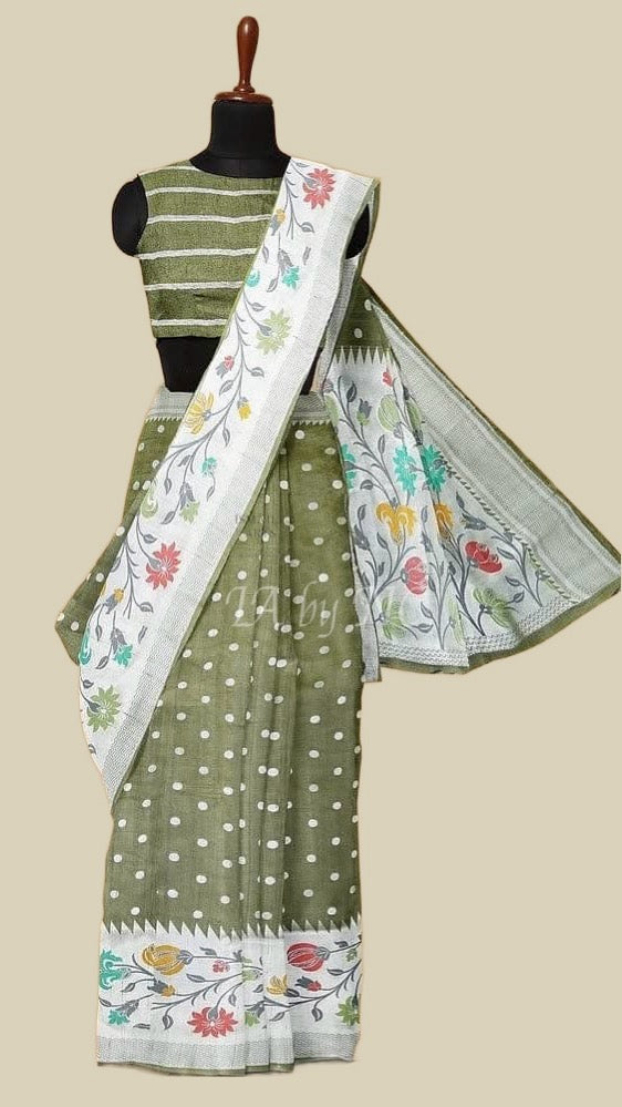Moss Banarasi Pure Khaddi Tussar Georgette Paithani Saree