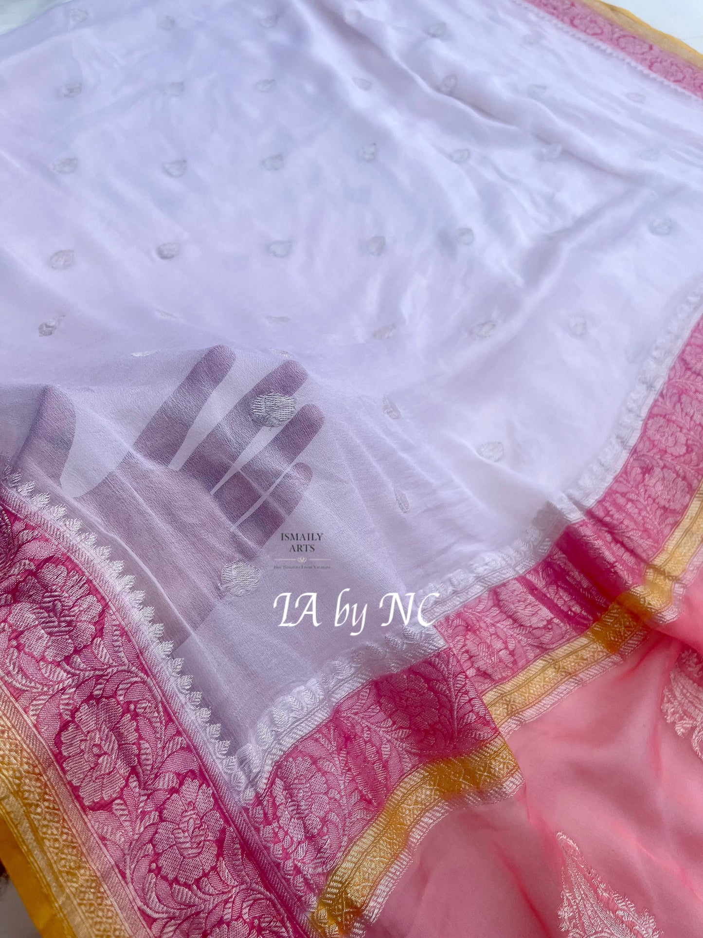Offwhite Banarasi Pure Khaddi Georgette Kadwa Saree