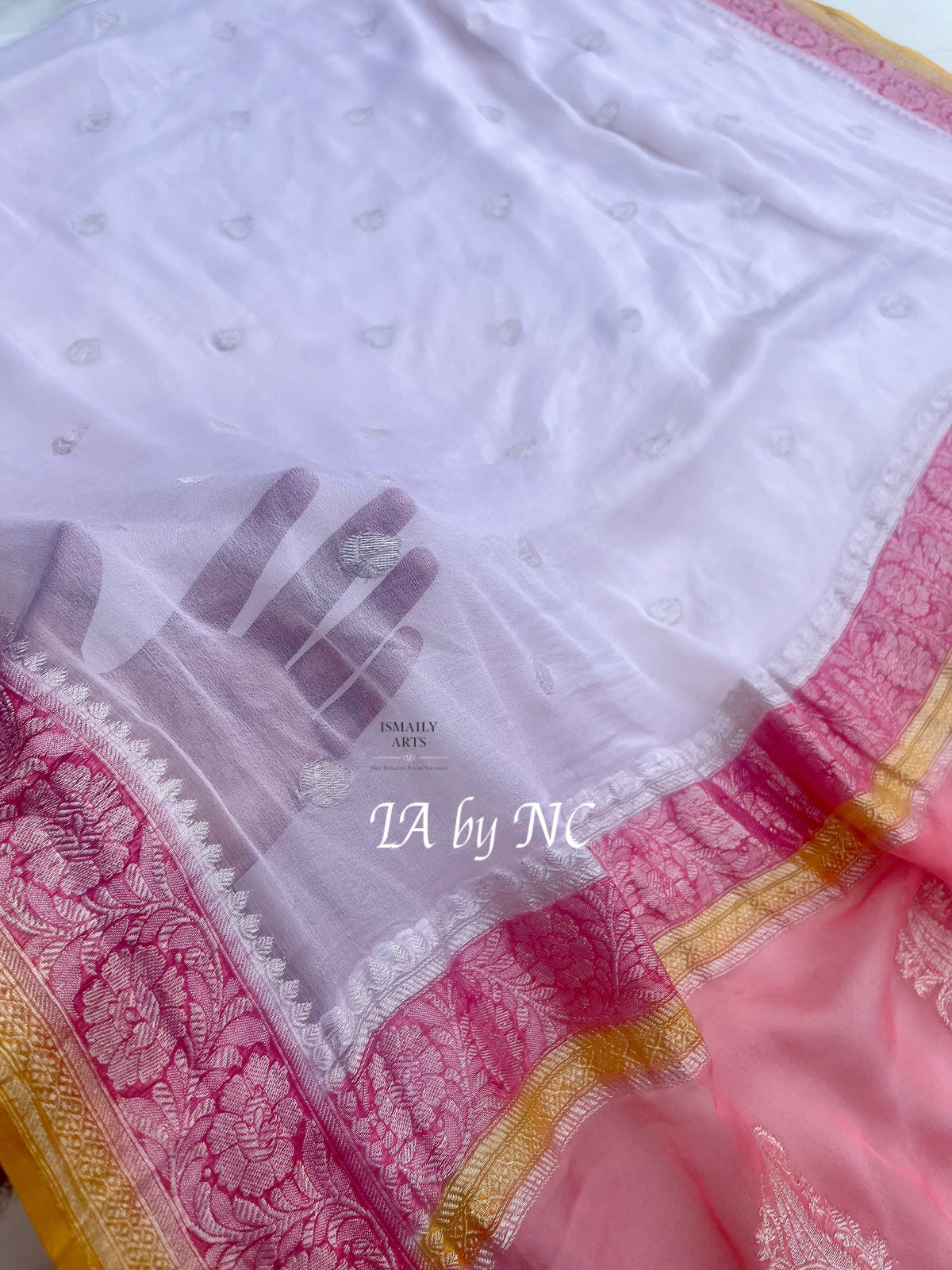 Offwhite Banarasi Pure Khaddi Georgette Kadwa Saree