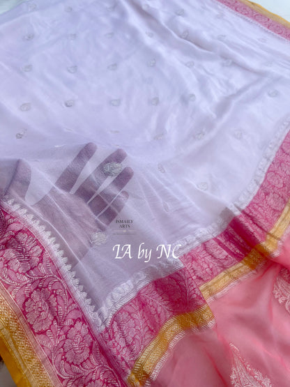 Offwhite Banarasi Pure Khaddi Georgette Kadwa Saree