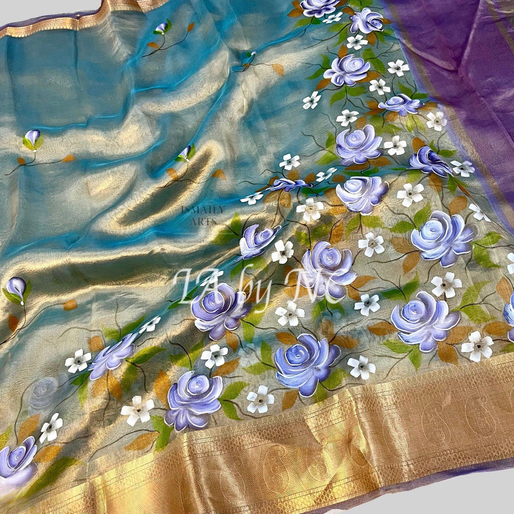 Teal Banarasi Pure Tissue Silk Saree