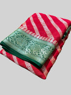 Carmine Banarasi Pure Chiffon Georgette Saree