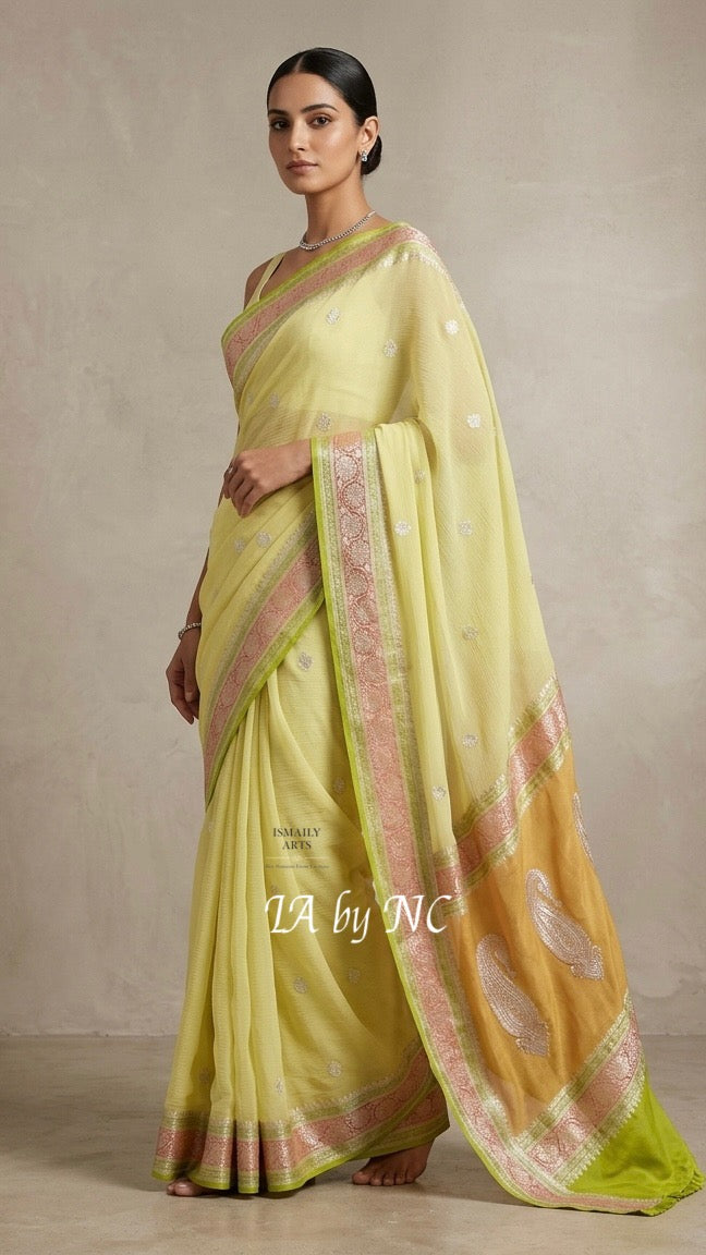 Laguna Banarasi Pure Khaddi Georgette Kadwa Saree