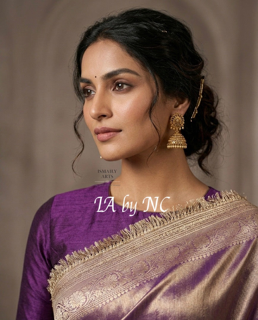 Grape Banarasi Pure Tissue Silk Saree