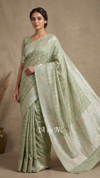 Tea Banarasi Pure Khaddi Tussar Georgette Paithani Saree