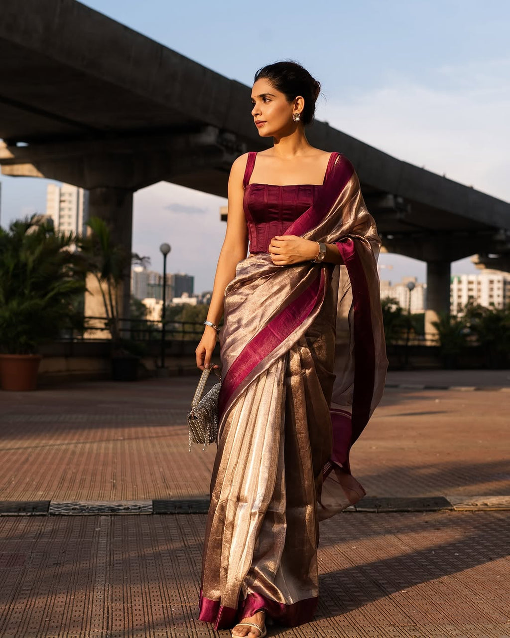 Barn Banarasi Pure Tissue Silk Saree - Satin Border