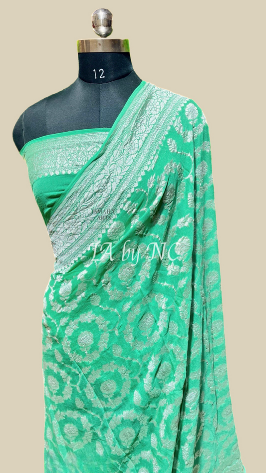 Jungle Banarasi Pure Khaddi Georgette Saree