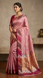 Mulberry Banarasi Pure Kora Silk Kadwa Saree