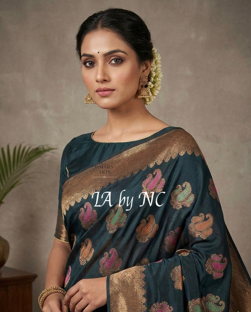 Black Banarasi Pure Chiffon Georgette Saree