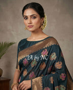 Black Banarasi Pure Chiffon Georgette Saree