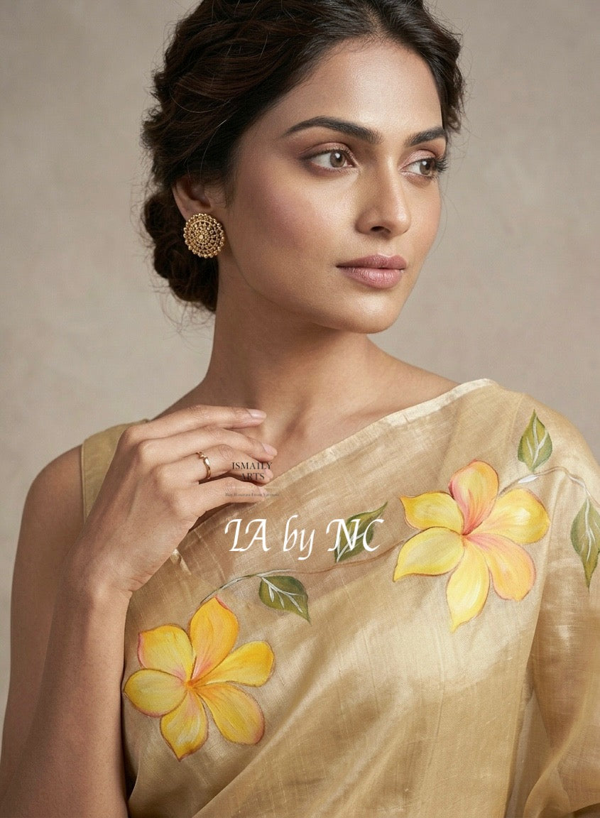 Beige Banarasi Pure Kora Organza Saree