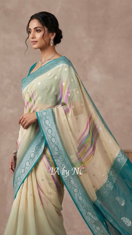 Olympic Banarasi Pure Khaddi Georgette Kadwa Saree