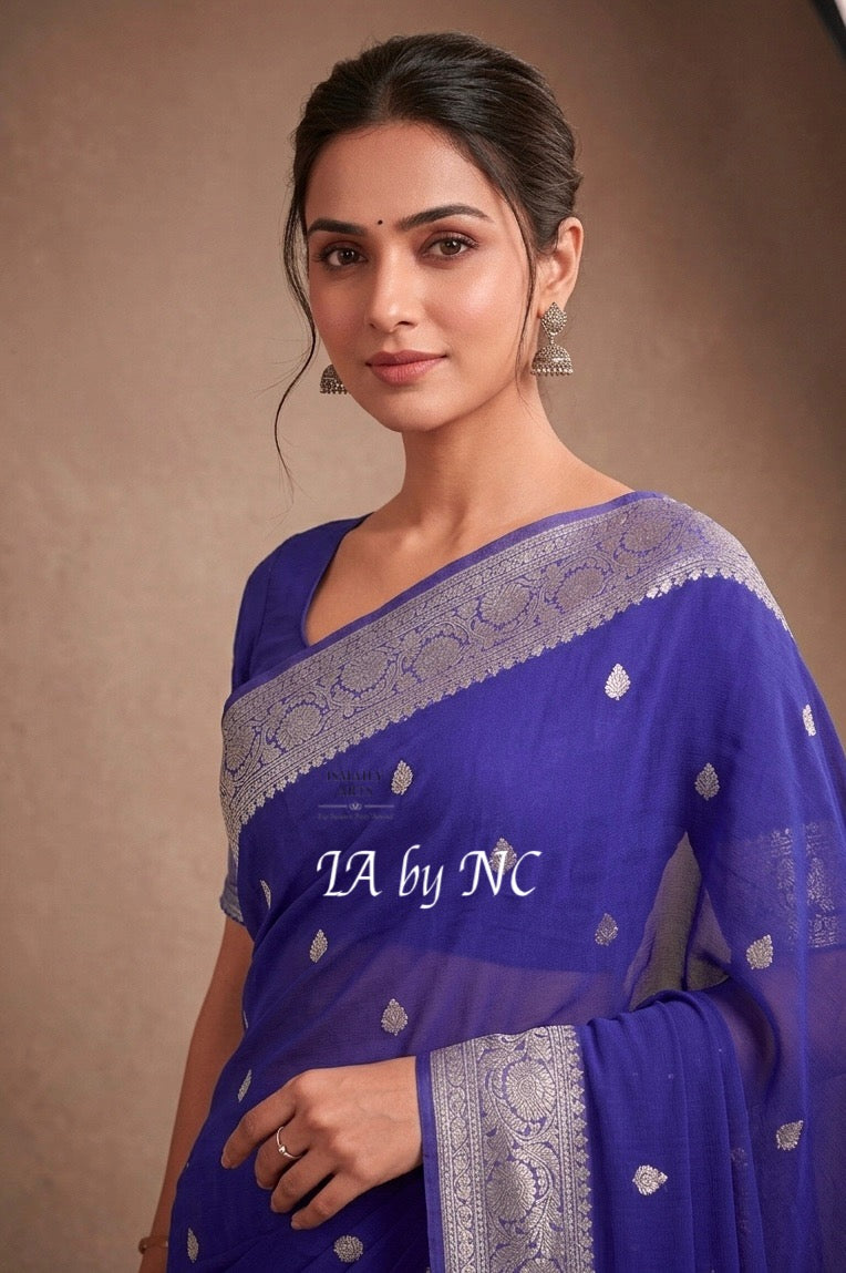 Persian Banarasi Pure Khaddi Georgette Kadwa Saree