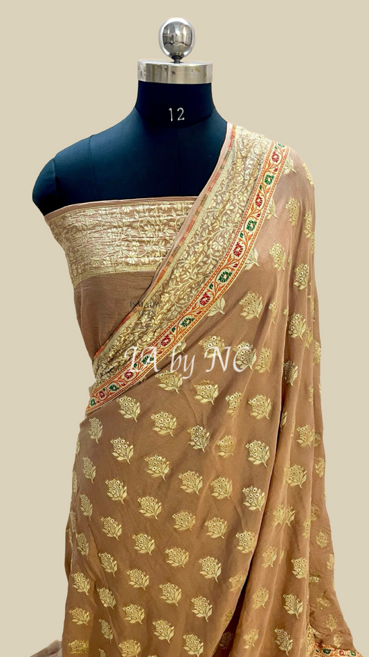 Tortilla Banarasi Pure Khaddi Georgette Saree