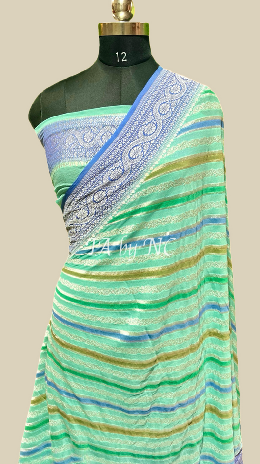 Turquoise Banarasi Pure Khaddi Georgette Saree