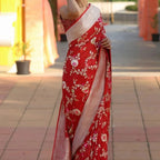 Crimson Banarasi Pure Khaddi Georgette Meenakari Saree