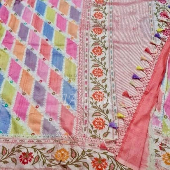 Banarasi Pure Khaddi Tussar Georgette Paithani Saree