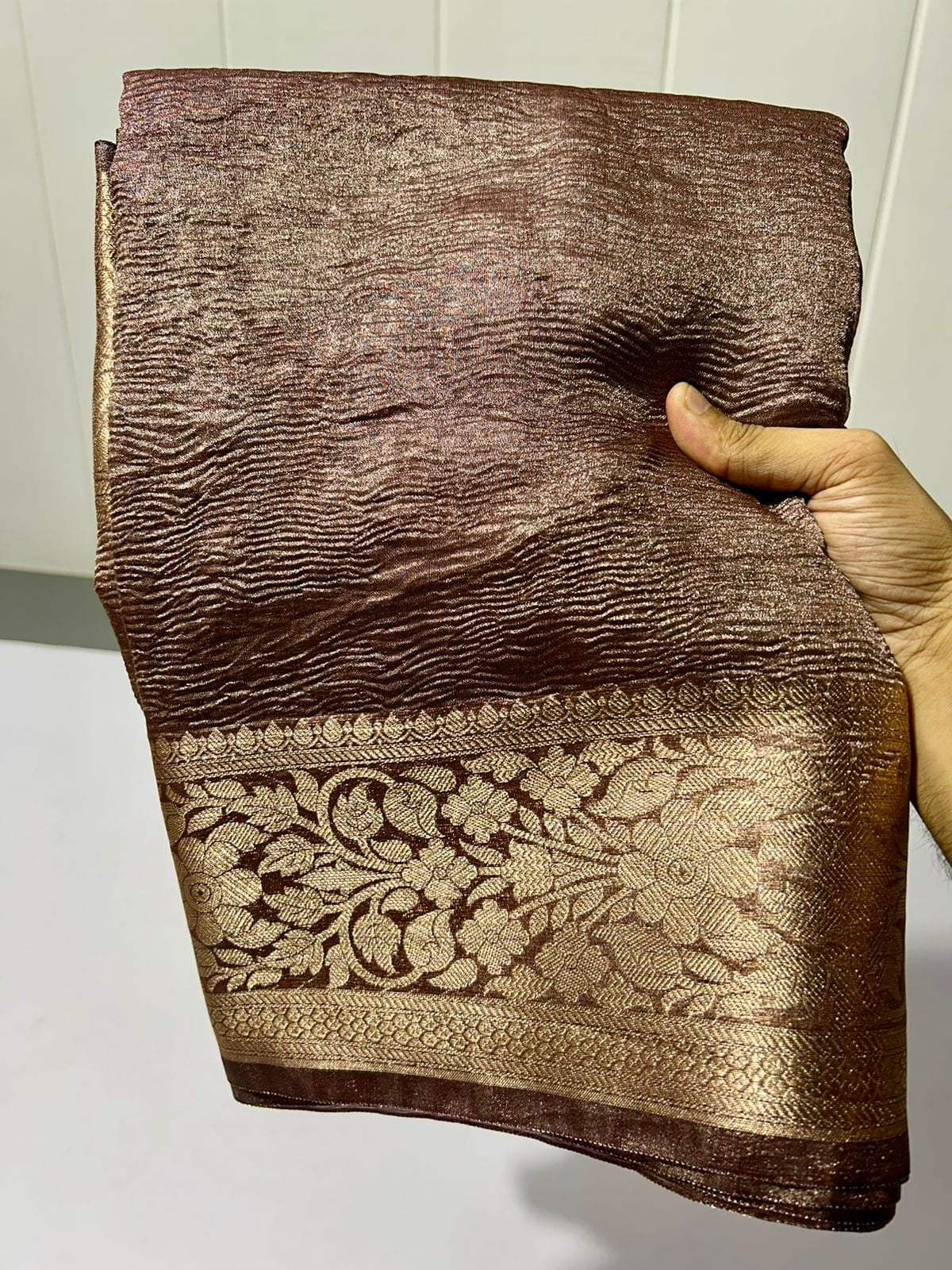 Banarasi Blend Tissue Silk Crushed Saree