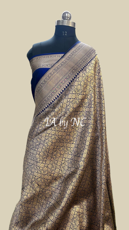 Navy Banarasi Pure Katan Silk Pattu Brocade Saree