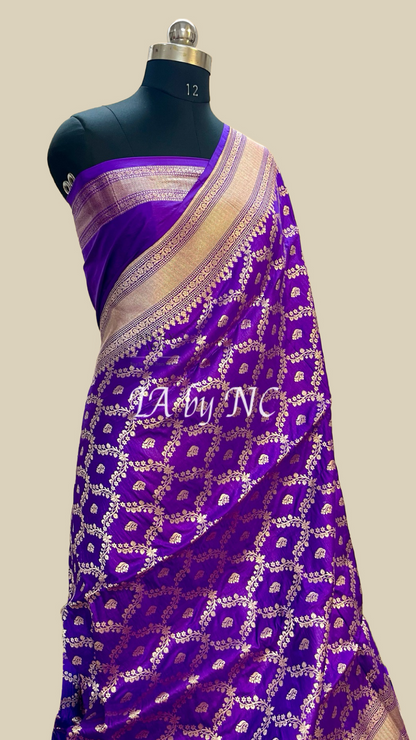 Grape Banarasi Pure Katan Silk Pattu Saree