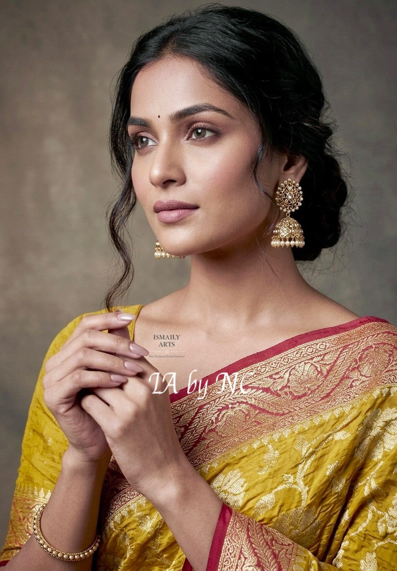 Goldenrod Banarasi Pure Chiffon Georgette Saree