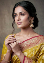 Goldenrod Banarasi Pure Chiffon Georgette Saree