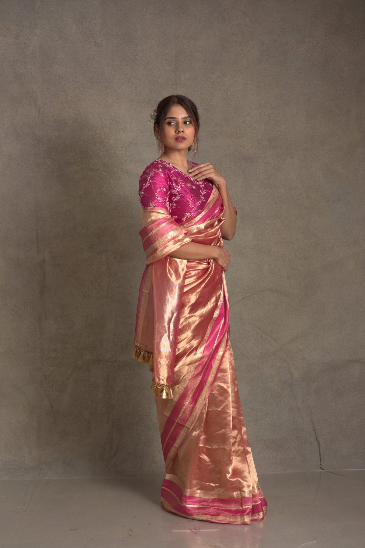 Rani Banarasi Pure Tissue Silk Saree - Double Katan Border