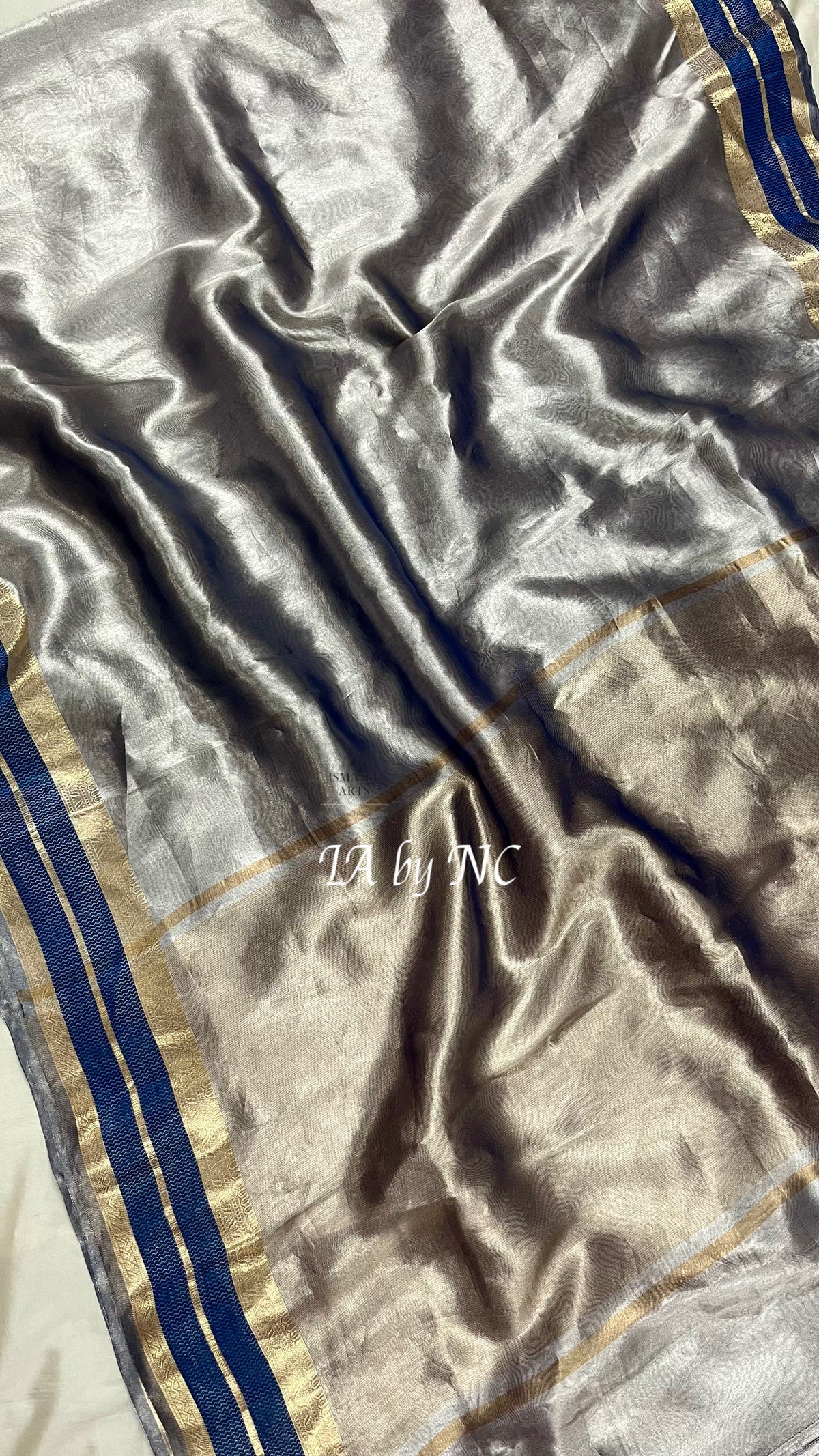 Prussian Banarasi Pure Tissue Silk Saree - Double Katan Border