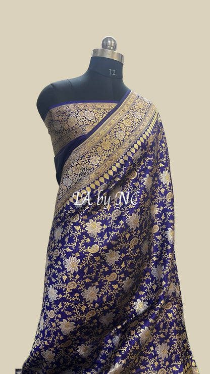 Navy Banarasi Pure Katan Silk Pattu Sona Rupa Saree