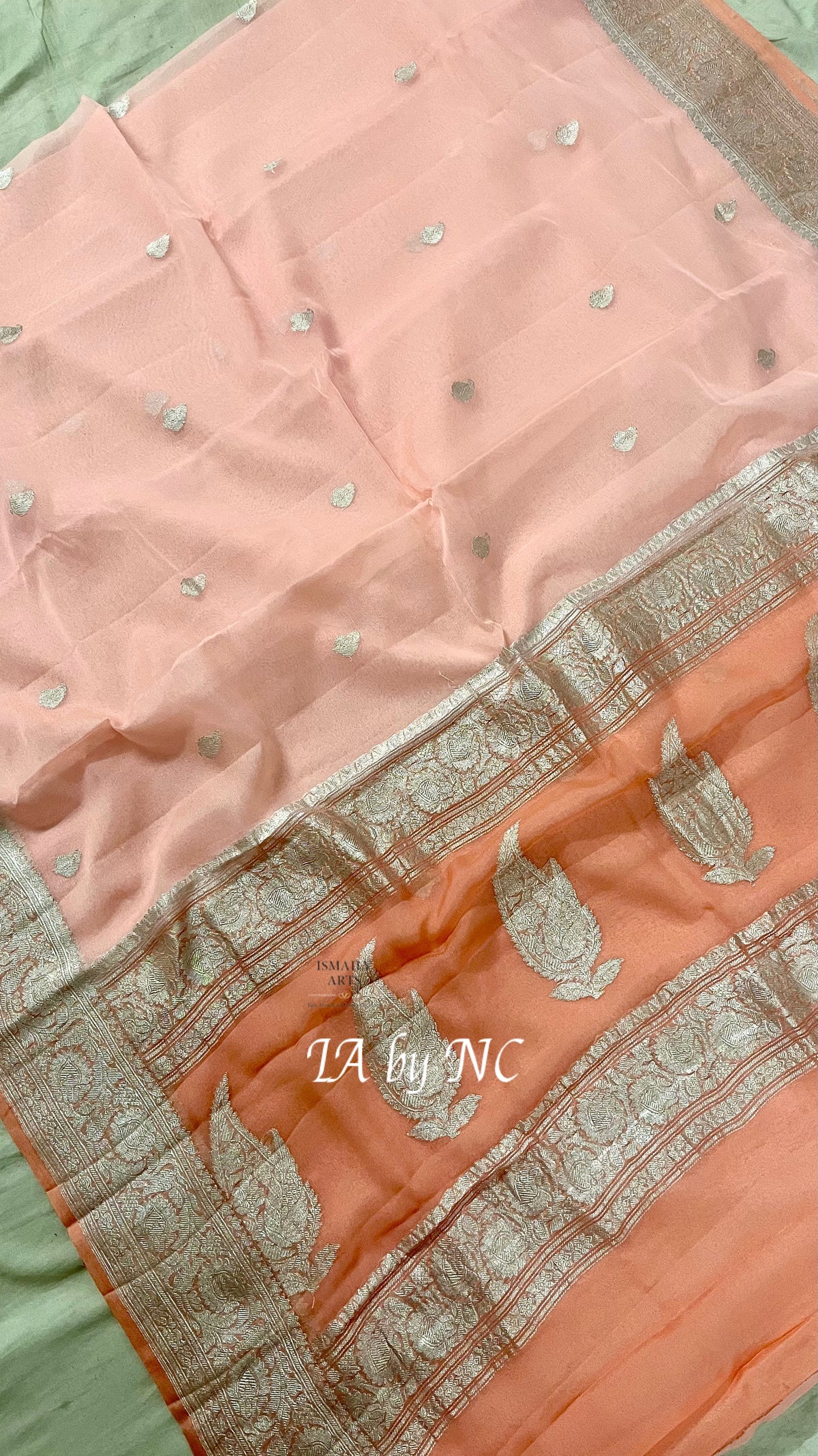 Flamingo Banarasi Pure Khaddi Georgette Kadwa Saree
