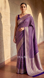 Grape Banarasi Pure Khaddi Georgette Saree