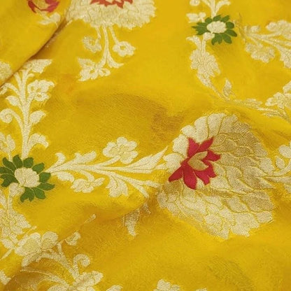 Bumblebee Banarasi Pure Khaddi Georgette Meenakari Saree