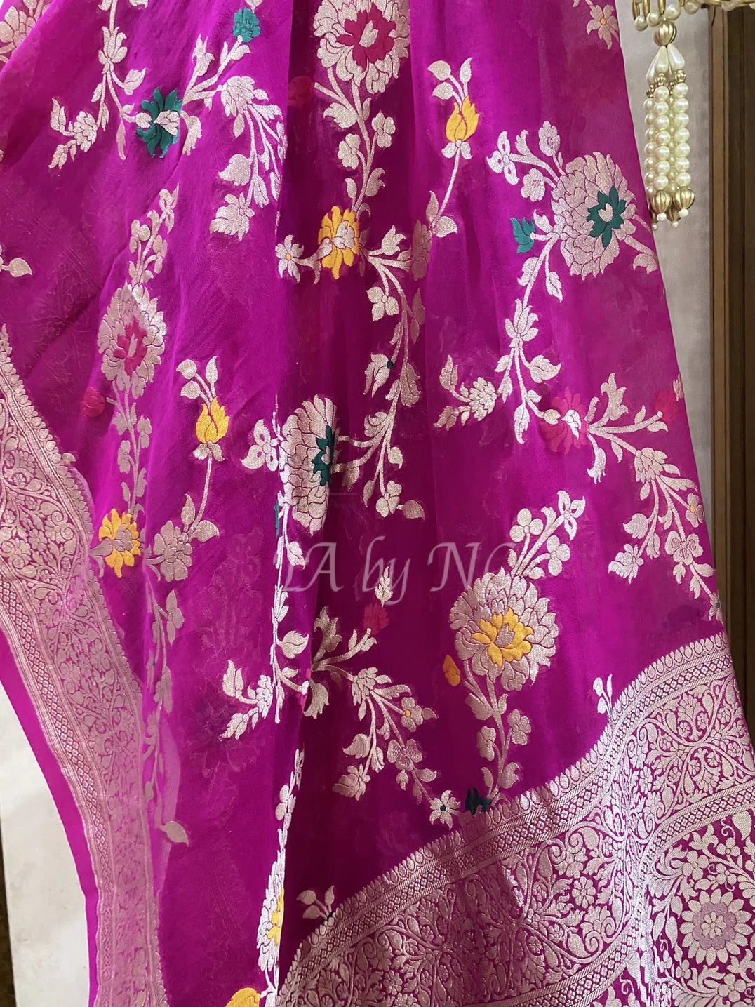 Fandango Banarasi Pure Khaddi Georgette Meenakari Dupatta