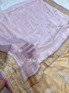 Carnation Banarasi Pure Khaddi Georgette Kadwa Saree
