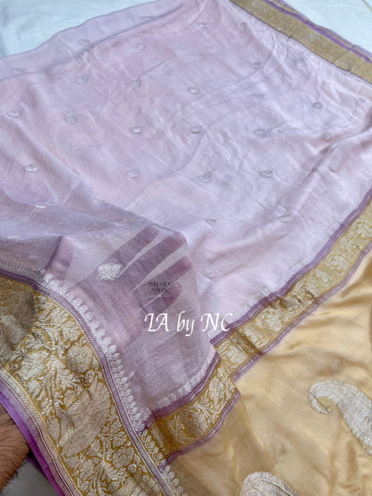 Carnation Banarasi Pure Khaddi Georgette Kadwa Saree