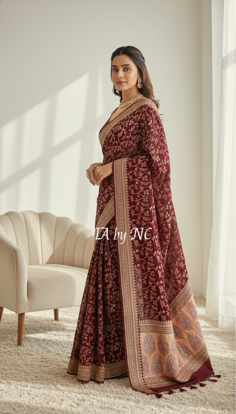 Hickory Banarasi Pure Khaddi Georgette Saree