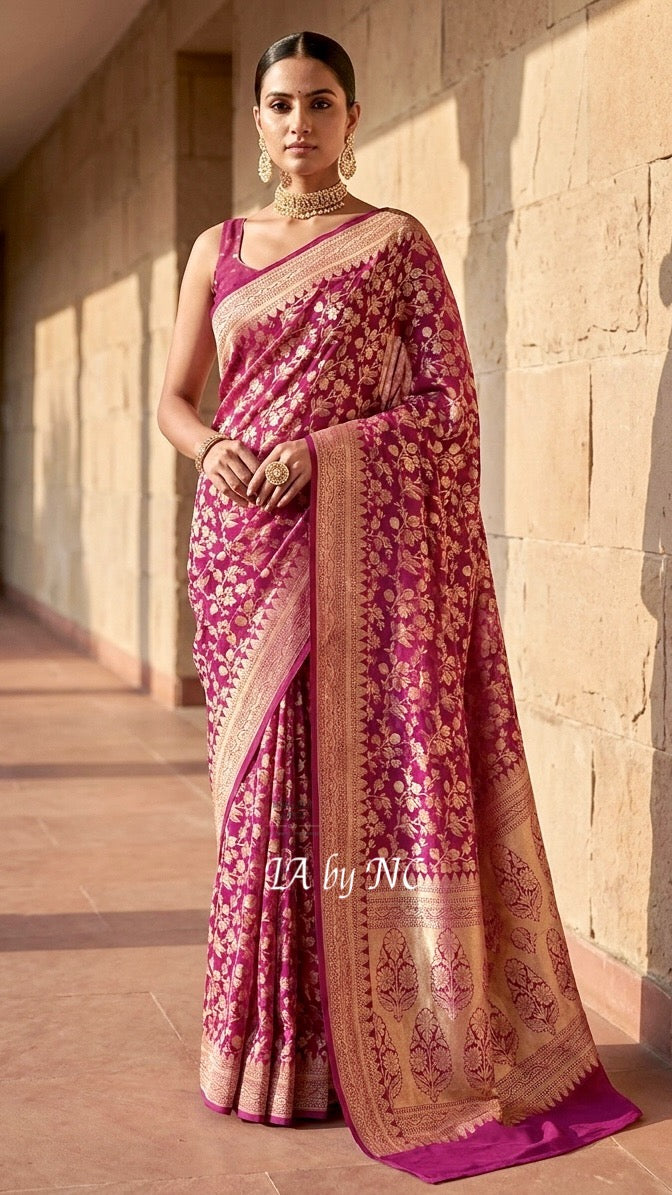 Rani Banarasi Pure Khaddi Georgette Saree