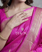 Neon Banarasi Pure Kora Organza Kadwa Saree